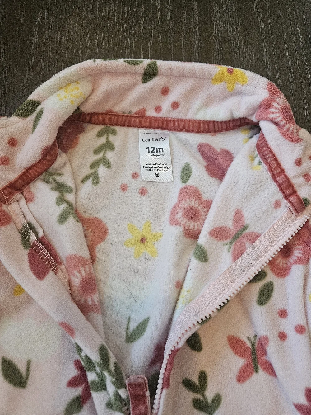 Carter’s 12M Fleece Zip One Piece Jumpsuit